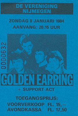 Golden Earring show ticket#632 January 08, 1984 Nijmegen - De Vereeniging